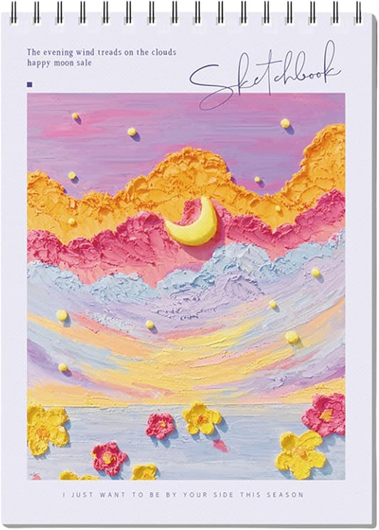 Coloring Books for Painting - Sketch Book Spiral Bound, 45 Sheets (90 Pages) 68lb/100gsm - Cute Sketch Pad 8 x 11, Ideal for Artists, Adults & Beginners (Purple)
