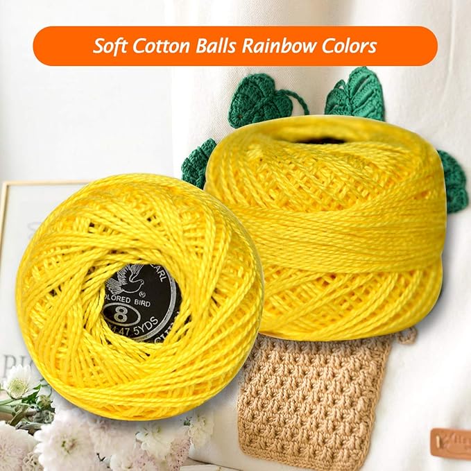 colored bird Crochet Thread 10 Balls Cardinal Size 8 for Crochet Hardanger Cross Stitch Needlepoint Hand Embroidery (Orange Series)