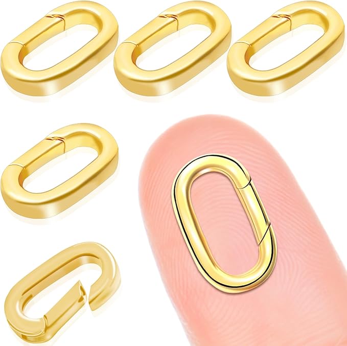 5PCS Oval Clasp Carabiner Necklace Connector Stainless Steel Spring Clasps Bracelet Closures Keychain Lock Clasps Necklaces Clips Key Rings Bracelets Shortener for Jewelry Finding DIY Making Kit (A7)