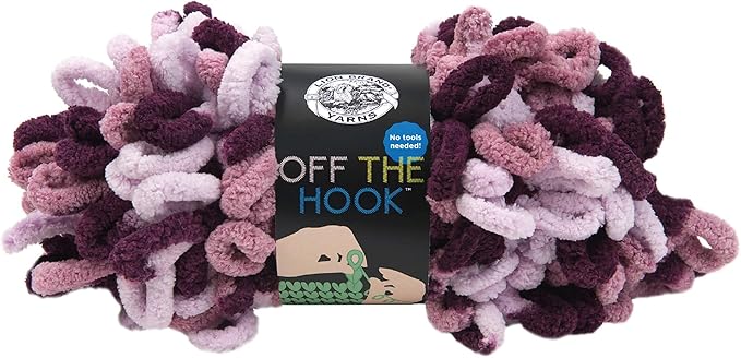 (1 Skein) Lion Brand Yarn Off the Hook Bulky No Needle Yarn, Grape Soda