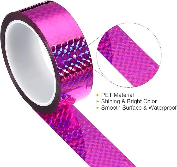 PATIKIL Prism Tape 1.4 Inch x 55 Yards, Holographic Metalized Reflective Adhesive for Detailing Accent Wall Decor Art, Rose