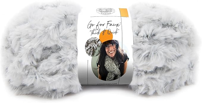 Lion Brand Yarn (1 Skein) Go for Faux Thick & Quick Bulky Yarn, Chinchilla, 72 Foot (Pack of 1)