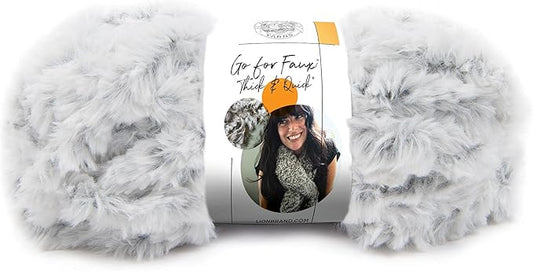 Lion Brand Yarn (1 Skein) Go for Faux Thick & Quick Bulky Yarn, Chinchilla, 72 Foot (Pack of 1)