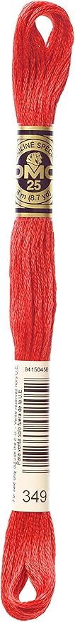 DMC 117-349 Mouline Stranded Cotton Six Strand Embroidery Floss Thread, Dark Coral, 8.7-Yard