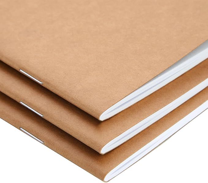 Paper Junkie Bulk Notebooks - A6 4 x 6-Inch, Kraft, Unlined, Pack of 24 - Blank Sketchbook & Mini Sketch Pads for Kids - Nature Journal for Kids & Craft Paper Notebooks