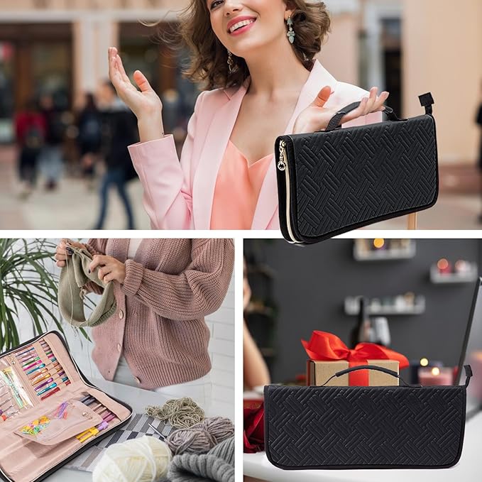 Knitting Needles Case (Up to 14 Inches) - Organizer for Knitting and Crochet Accessories - Empty Hook Case