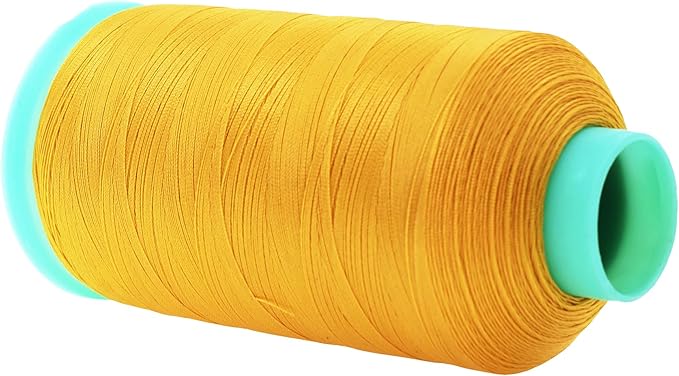 Mandala Crafts Size 46 210D T45 Bonded Nylon Thread - Gold 2843 YDs Tex 45 Heavy Duty Sewing Threads for Leather, Jeans, Weaving, Outdoor Marine Upholstery