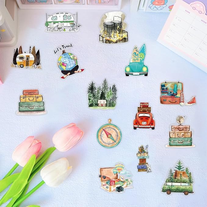 50Pcs Waterproof Vintage Stickers,Scrapbooking Supplies Kit,Aesthetic Decorative Craft Sticker for Planner, Bullet Journaling, Junk Journal, Water Bottles, Laptop, Retro Craft.Car