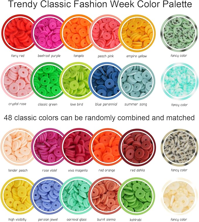 JQEEYGV Bracelet Making Kit 3 Boxes - 11,000pcs Clay Beads - 48 Fashion Colors Beads for Friendship Bracelet Kit - Polymer Heishi Letter Beads for Jewelry Making - Adults Teen Girls Trendy Gift