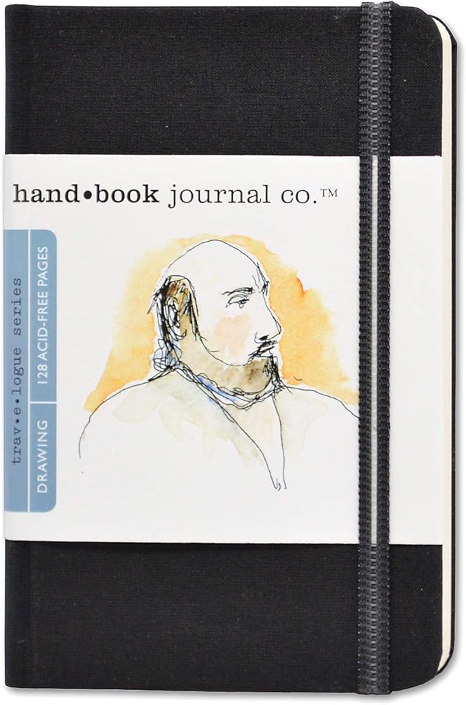 Travelogue Drawing Book, Pocket Portrait 5-1/2 x 3-1/2, Ivory Black Artist Journal