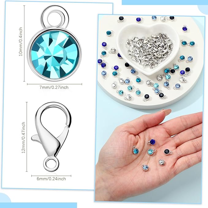 Sureio 120 Pcs Birthstone Charms for Jewelry Making Handmade DIY Crystal Birthstone Beads Bling Round Charms Bracelet Enamel for Birthday Jewelry Making Earrings Accessory (Mixed Colors)