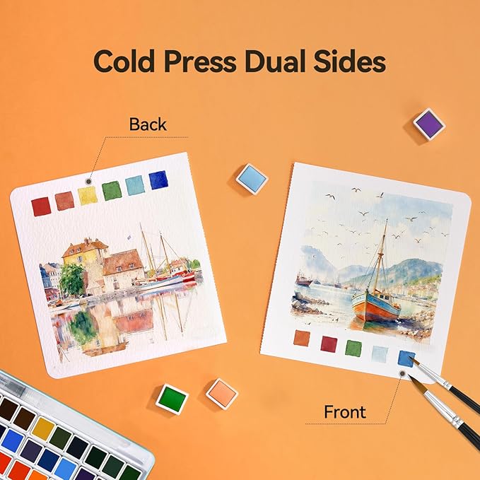 Paul Rubens Square Watercolor Journal, 100% Cotton Acid-Free Cold Press Watercolor Sketchbook 5.91 * 5.91 Inches, 140lb/300gsm,20 Sheets for Watercolors, Gouache, Acrylics