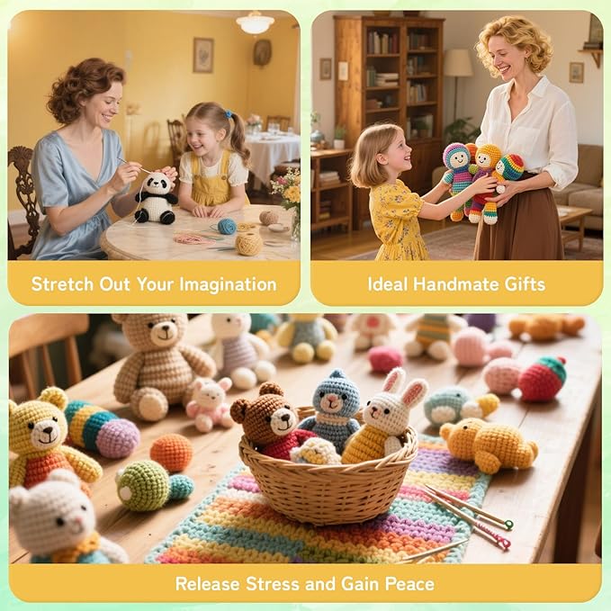 Aeelike Cotton Yarn for Crocheting, 20 PCS Multicolored Crochet Yarns Set 4 Medium (Worsted) Acrylic Yarn Bundle for Beginner Making DIY Crafts & Small Colorful Projects (Color B)