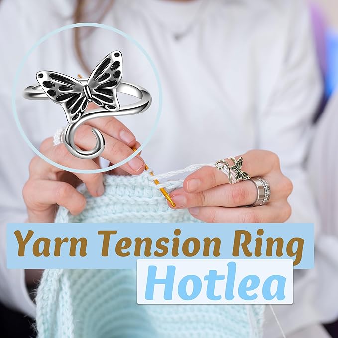 4 Pieces Crochet Ring for Finger Adjustable Yarn Tension Rings for Crocheting Yarn Guide Knitting Rings Crochet Tools