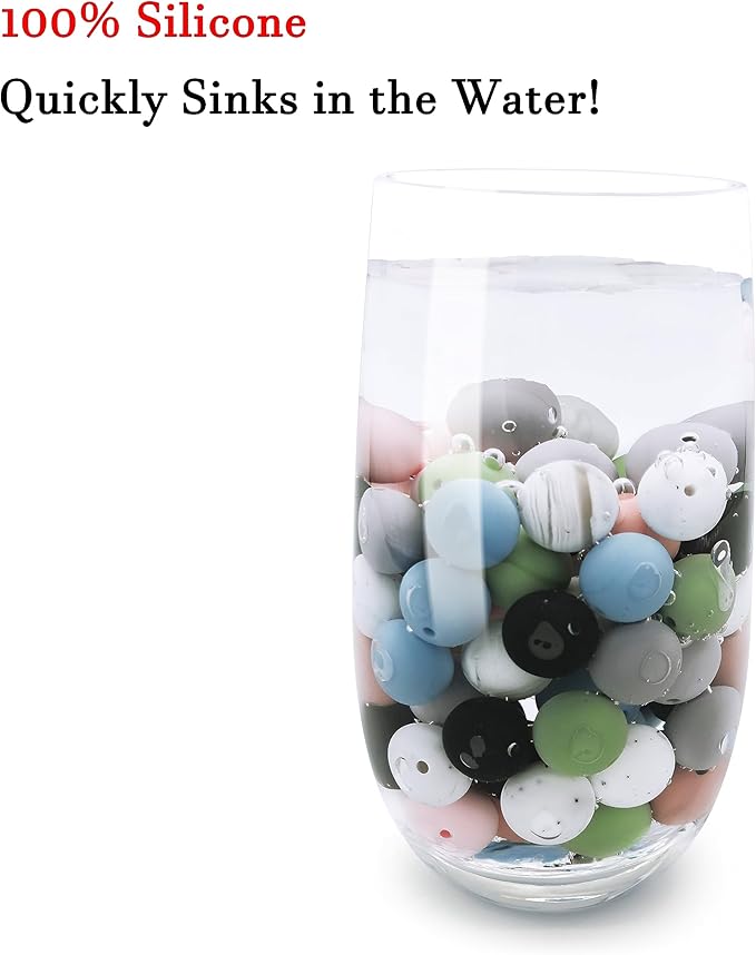 DIYOMR 100Pcs Silicone Beads - 15mm Round Beads for Necklace, Bracelet, Pens & Keychain Making (Random Color)