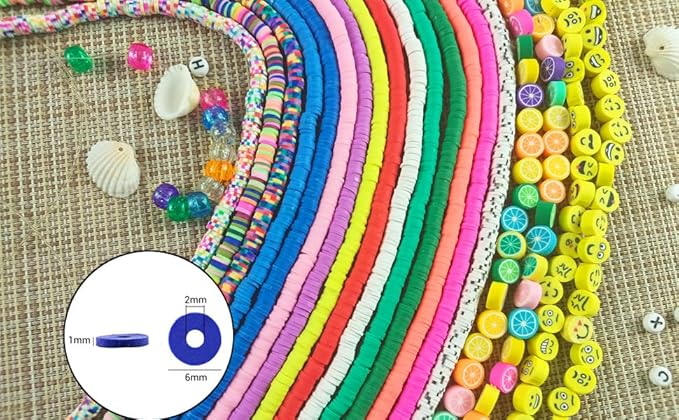 3500 Pcs 6mm Colorful Flat Clay Beads for DIY Polymer Round Handmade Jewelry Making for Necklace Bracelet Earring Pendant and Anklet Craft Making(Black)