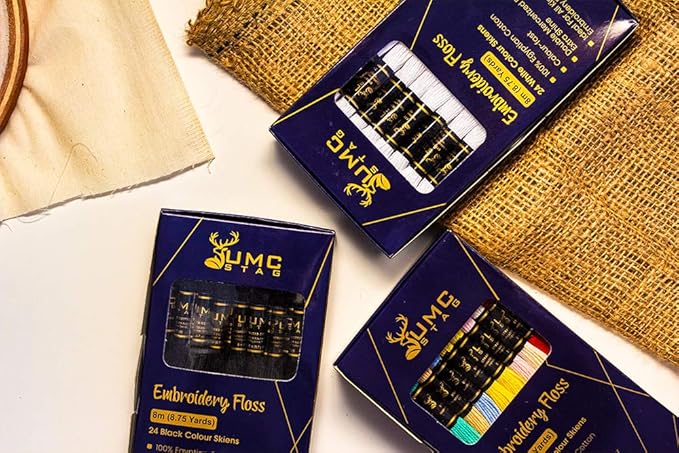 Pack of 50 Popular Colours Premium Embroidery Thread | 100% Egyptian Cotton Premium Skeins | Cross Stitch Embroidery Floss | Oeko TEX Certified Stranded Cotton | Ideal for Arts & Crafts
