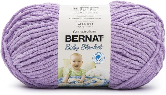 Bernat BABY BLANKET BB Baby Lilac Yarn - 1 Pack of 10.5oz/300g - Polyester - #6 Super Bulky - 220 Yards - Knitting/Crochet