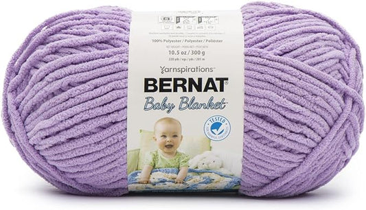 Bernat BABY BLANKET BB Baby Lilac Yarn - 1 Pack of 10.5oz/300g - Polyester - #6 Super Bulky - 220 Yards - Knitting/Crochet