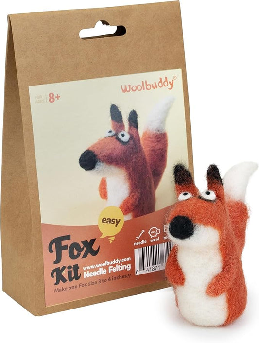 Woolbuddy 𝗪𝗼𝗼𝗹𝗯𝘂𝗱𝗱𝘆 𝗡𝗲𝗲𝗱𝗹𝗲 𝗙𝗲𝗹𝘁𝗶𝗻𝗴 𝗞𝗶𝘁 Fox Animal Project for Beginners and Adults – Includes Wool, 2 Felting Needles, and Instructions