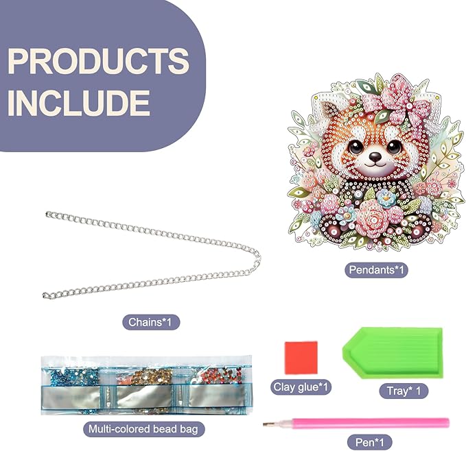 TDFERAN Diamond Pinting During Red Panda Mosaic Making Kits by Kits Home Decoration Pendant Diamond Art Hanging Sign Onament Art Wind Chimes Hanging Pendants for Wall Home Decor Tabletop Decoration