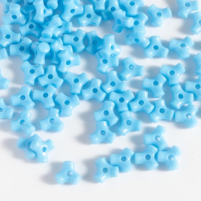 1300 Pcs Acrylic 10mm Plastic 3-Sided Kandi Tri Beads Tri-Shaped Beads Bone Beads Bulk for Wreath Candy Cane Rainbow Holiday Tree Decorations Bead Ornament Jewelry Making Kit (Opaque Blue)