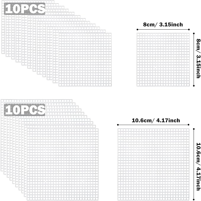 Allazone Plastic Mesh Canvas Sheets for Embroidery - 53 PCs, Square Mesh, Knit & Crochet Projects