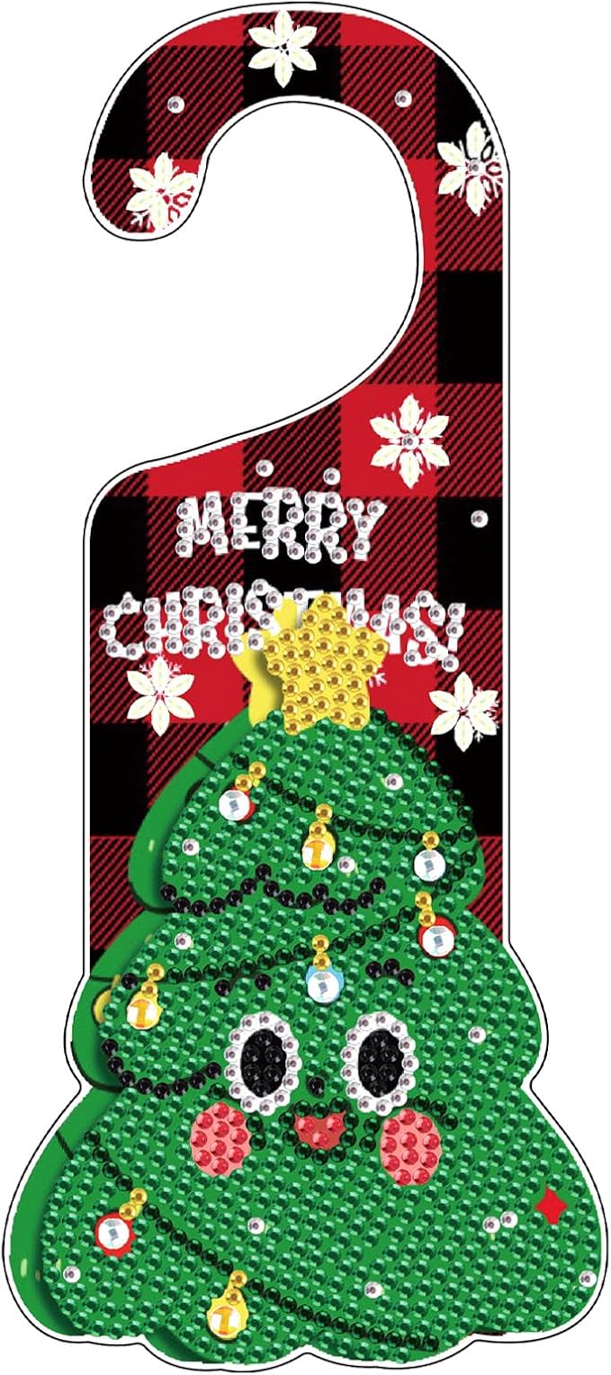 AiYuanzsh Christmas Diamond Painting Door Sign Kit – 5D Special Shaped Drill, No Assembly Needed, Ready to Hang Holiday Crystal Art Door Decoration for Home Wall Window Gift