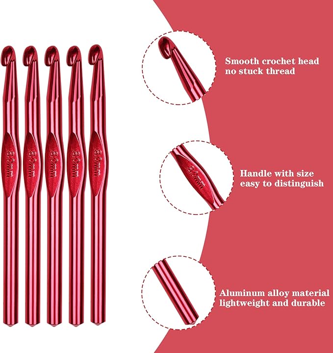 Hordolry 8mm Crochet Hooks Bulk, 18Pcs Aluminum Crochet Needle, Knitting Needles for Craft Yarn Contribute to Beginners
