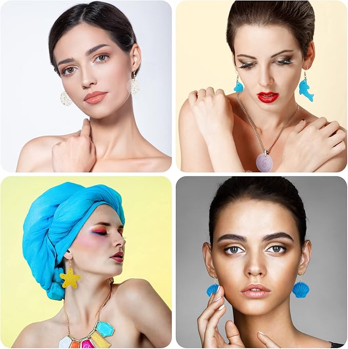 Patelai 4 Pcs Resin Earring Molds Irregular Shaped Earrings Silicone Mold for Epoxy Resin Dangle Drop Jewelry Making Kit for Women DIY Crafts Necklace Pendants Keychain(Mermaid Ocean)