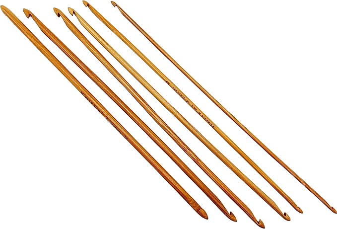 KnitPal Double Ended Tunisian Afghan Crochet Hooks Set - Tunisian Crochet Hooks - 6 in (15cm) Long 6 US Sizes: A/2mm, B/2.5mm, C/2.75mm, D/3.25mm, E/3.5mm, F/3.75mm