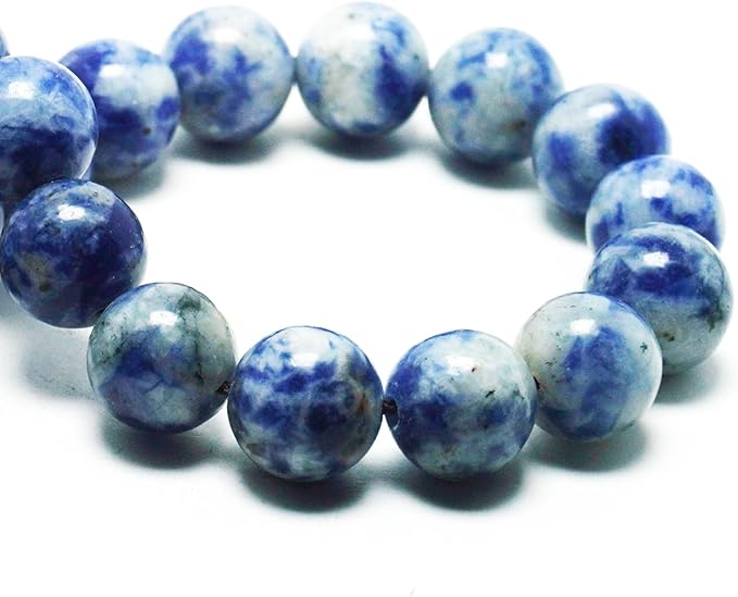 Natural Stone Beads for Jewelry Making - 8mm Gemstone Round Beads for Bracelets(45-48pcs, Blue Spot)