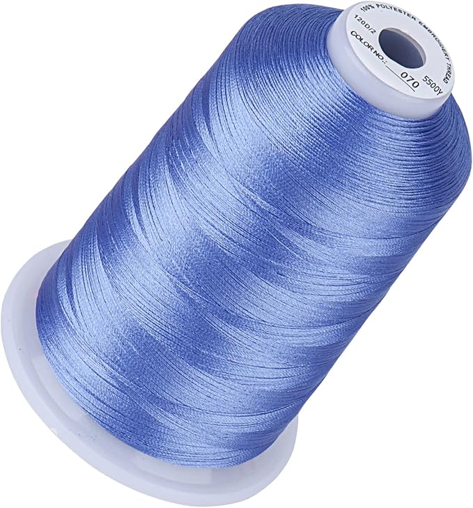 Simthread 5500Yds Embroidery Thread, 5000M High-Yardage 40WT 100% Polyester Thread – 170+ Vivid Colors, High-Speed Rated – Compatible with Brother, Singer, Janome & More - Corn Flower Blue 070
