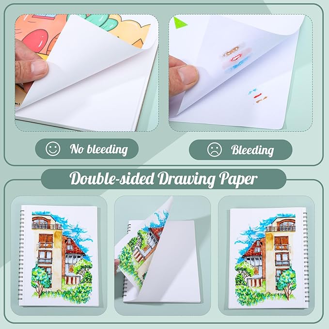 50 Sheets Marker Paper Pad, 9×12 Inch Bleedproof Art Sketch Pad, 73lb/120gsm Drawing Paper Spiral Sketch Book, Painting Coloring Alcohol Marker Paper for Beginners, Artists, Gift, Christmas