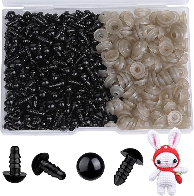 320pcs 10mm Safety Eyes for Amigurumi Black Plastic Crochet Eyes for Animals with Washers Craft Doll Eyes for Crocheting Stuffed Animal Eyes for DIY Crafts Plush Doll Making Supplies