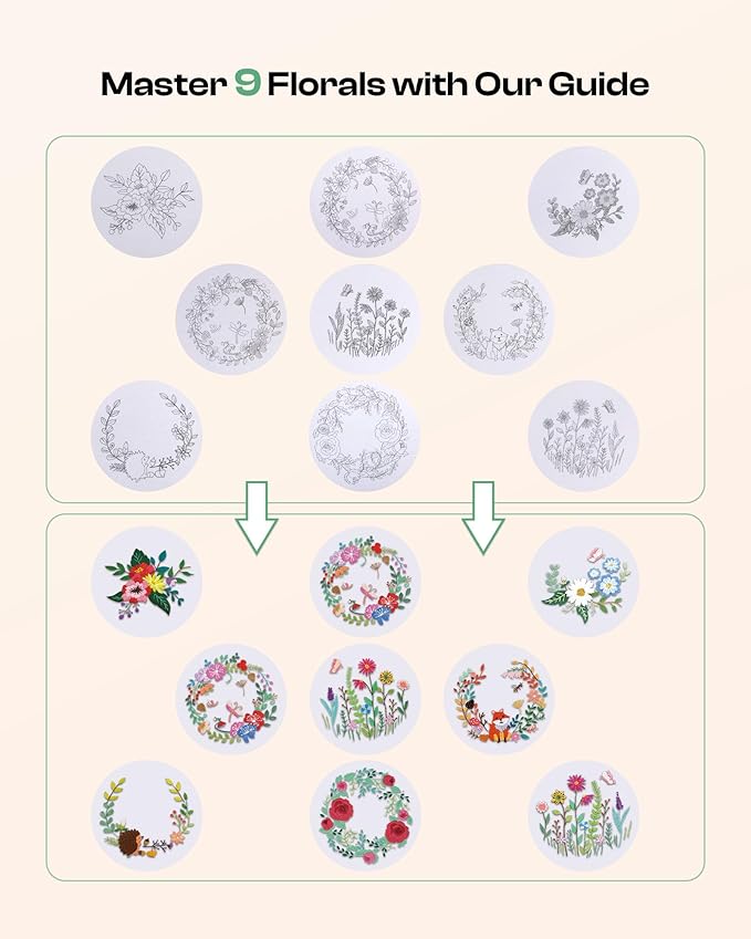 Caydo Luxury Embroidery Kit for Christmas Gift, Beginner Embroidery Kit for Adults with Exquisite Box, Embroidery Hoop, Embroidery Thread and Full Set Embroidery Tools