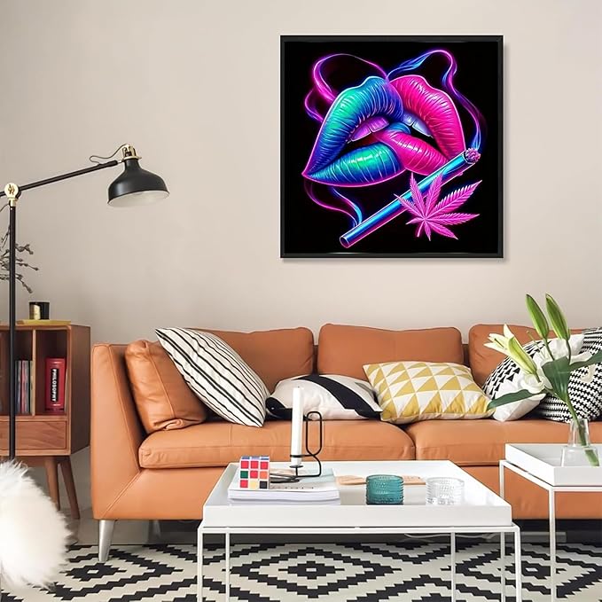 KTHOFCY 5D DIY Diamond Painting Kits for Adults,Colorful Lips Full Drill Embroidery Cross Stitch Crystal Rhinestone Paintings Pictures Arts Wall Decor Painting Dots Kits 11.8X11.8 in