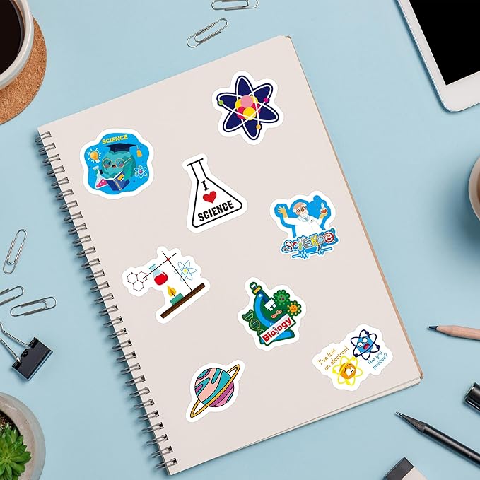 beyumi natural sciences roll stickers - 1000pcs biology experiment stickers in 2 rolls waterproof vinyl laboratory decals for laptop bottle notebook luggage computer classroom decor for kids students