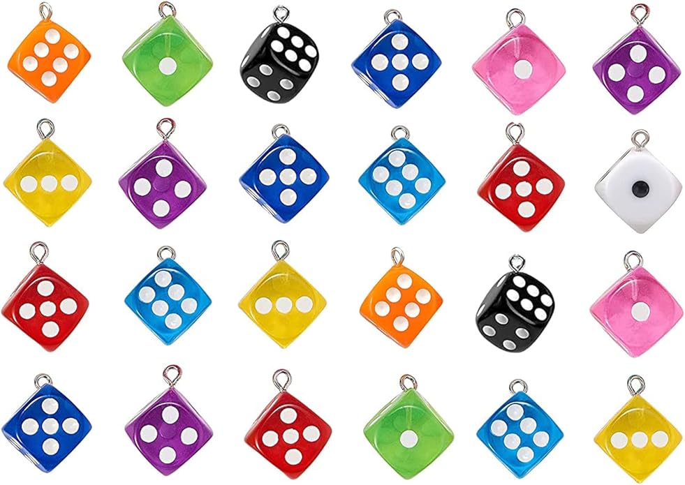Resin Ice Cream Flower Dice Pendant Charms Colorful DIY Pendant Making Charm for Bracelet Necklace Earrings Keychain Craft