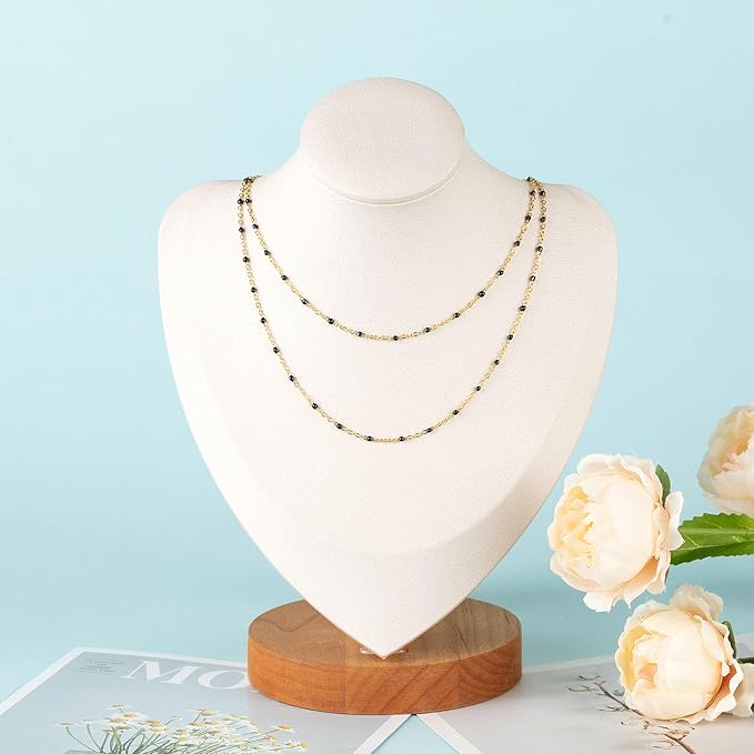 UMAOKANG 10 Meters Gold Plated Chains for Jewelry Making Black Enamel Bead Stainless Steel Link Chain on Spool
