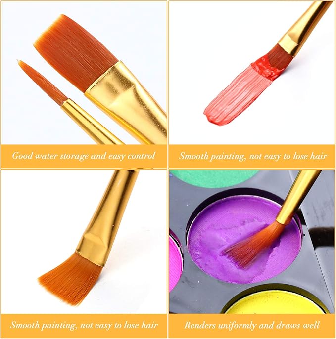 Acrylic Paint Brush Set, 4 Packs / 40 pcs Nylon Hair Brushes for All Purpose Oil Watercolor Painting Artist Professional Kits