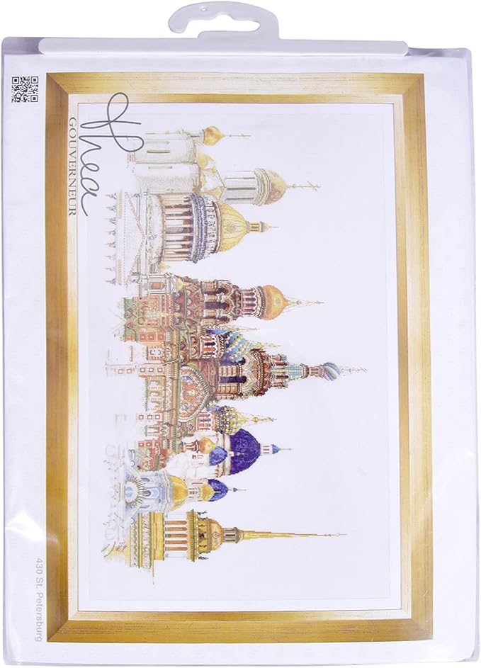 Thea Gouverneur - Counted Cross Stitch Kit - St. Petersburg - Aida - 18 Count - Embroidery Kit for Adults - DMC Embroidery Threads and Other Cross Stitch Supplies Included - 430A