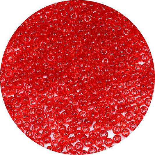 Bala&Fillic Transparent Red Color 4mm Seed Beads About 1200pcs/100Grams in Bag, 6/0 Glass Craft Beads for Making Bracelet and Necklace (Transparent Red)