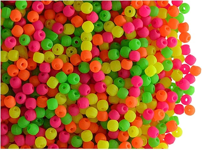 SCARA 0.35 Ounce (10g) Czech Glass Round Beads 0.08 inches (2mm), Warm NEON (UV Active) Glass Beads for Jewelry and Bracelets Making, Beads for Bracelets, Bead kit Warm NEON Mix