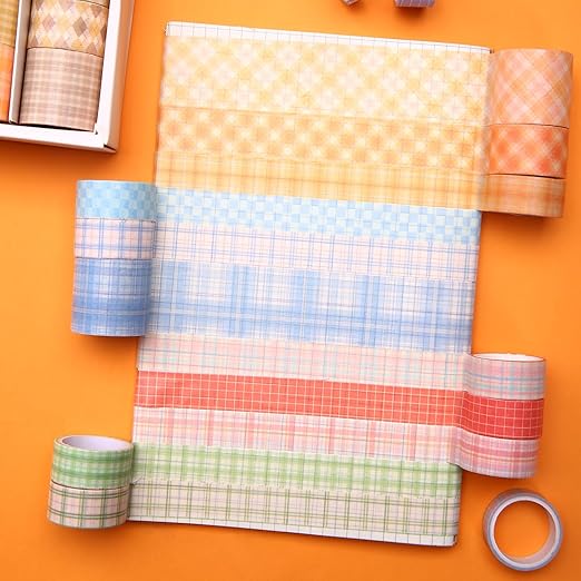 Lattice Washi Tape Set, 100 Rolls Masking Tape, 5/8/10/15/20/30mm Wide 6.56ft Long/Roll Aesthetic Decorative Tape, Scrapbooking Bullet Journal Supplies, Gifts for Girls Boys