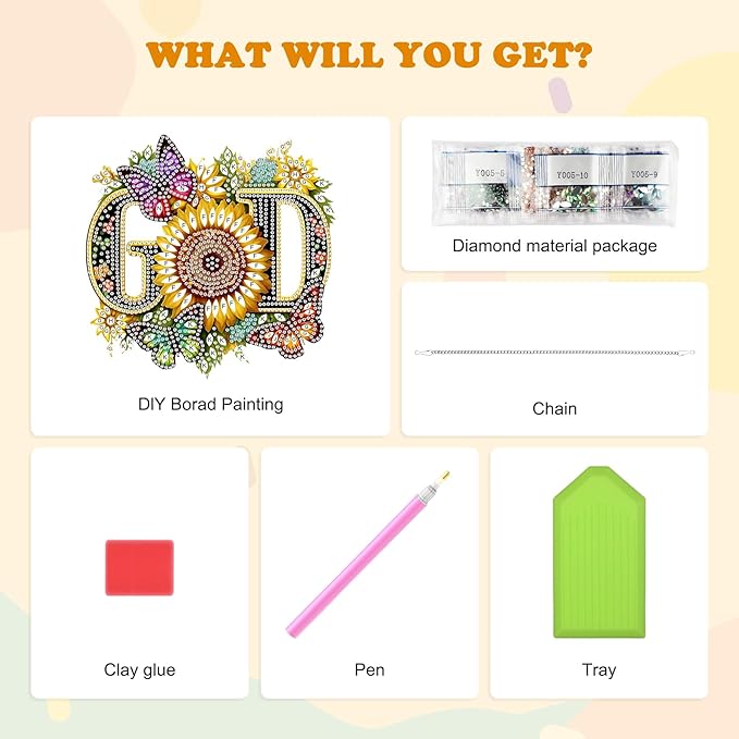 HEIBAGO God Diamond Art Hanging Kits for Adults, Butterfly Diamond Art Suncatchers, 5D Special Shape Diamond Painting Pendant, DIY Window Ornament Gifts for Home Garden Door Wall Decor 8.3x8.3 in