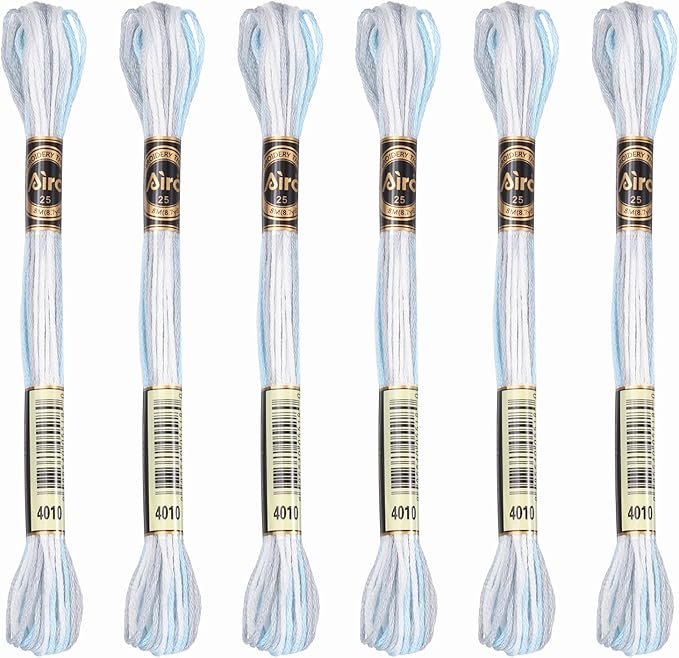 PATIKIL 6 Skeins Embroidery Floss, Polyester Embroidery Threads Bracelets String for Cross-Stitch Hand Embroidery, Gray Blue