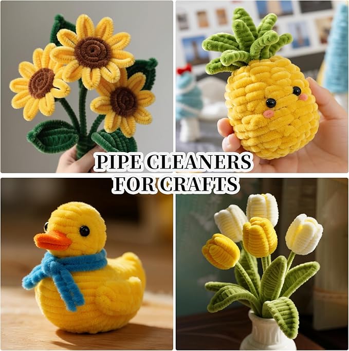 Yellow Pipe Cleaners Artificial Forsythia Flower Wreath Spring Summer Fall Wreath Leaves Wreath for Front Door Wreath Porch Farmhouse Patio Garden Home Decor Craft Supplies,Pipe Cleaners Bulk