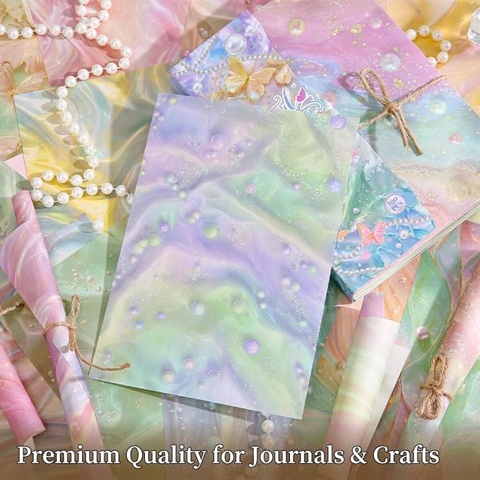 160 Sheets of Pearlescent Scrapbook Paper, journaling Scrapbook Supplies Craft Collage Paper Set, Junk Journal Bullet Journal Poster Room Decor for Card Making Decorative Gifts