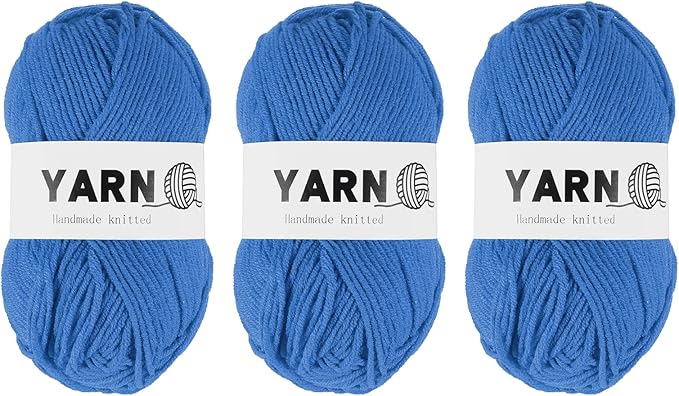 3Pcs Dark Blue Acrylic Yarn 400 Yard 4 Ply Soft Crochet Yarns Sport Weight Yarn,[for DIY Crocheting Knitting Craft Blankets Hats]-150g